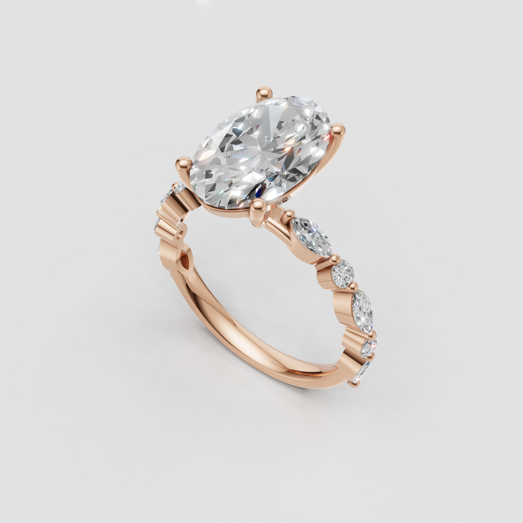 Elegant oval cut diamond ring side profile