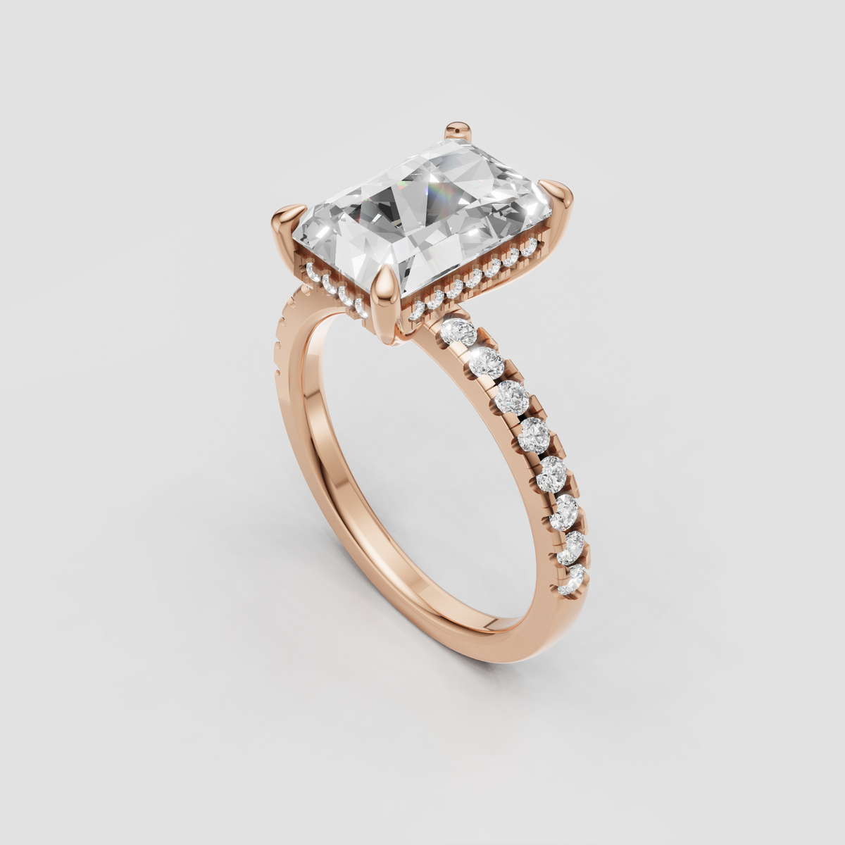 Round Cut Lab Grown & Moissanite Diamond Halo Engagement Ring - Image 7