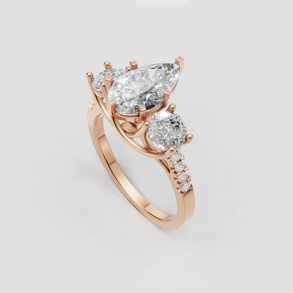 Pear cut diamond engagement ring with polished yellow gold setting