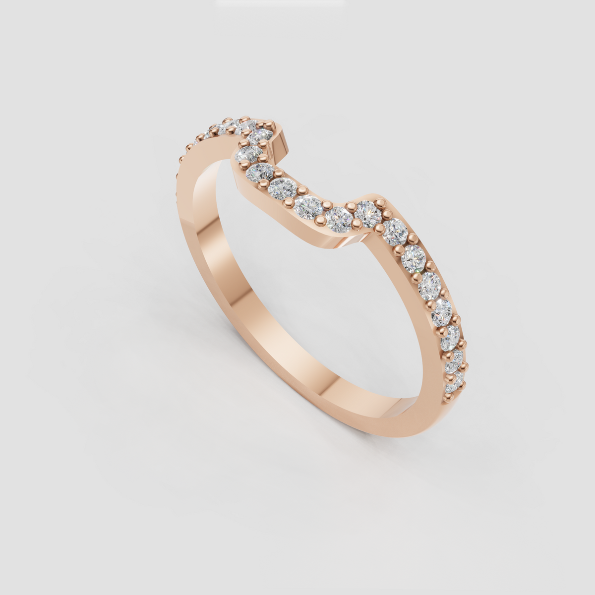 Raised arched round diamond ring with polished yellow gold shank