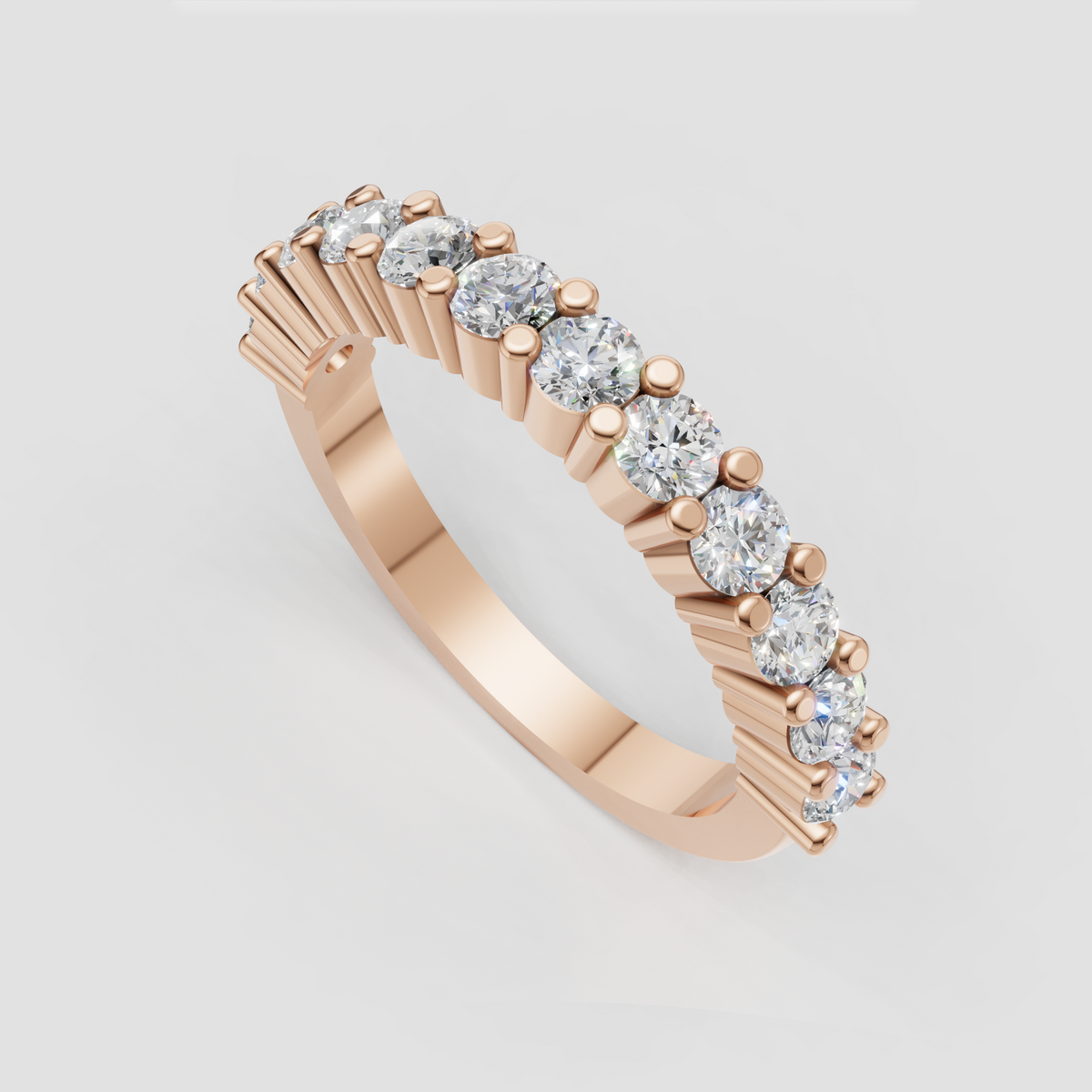 Round cut diamond stacking band with polished gold finish