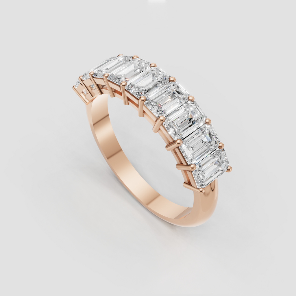 Elegant yellow gold emerald cut diamond eternity band