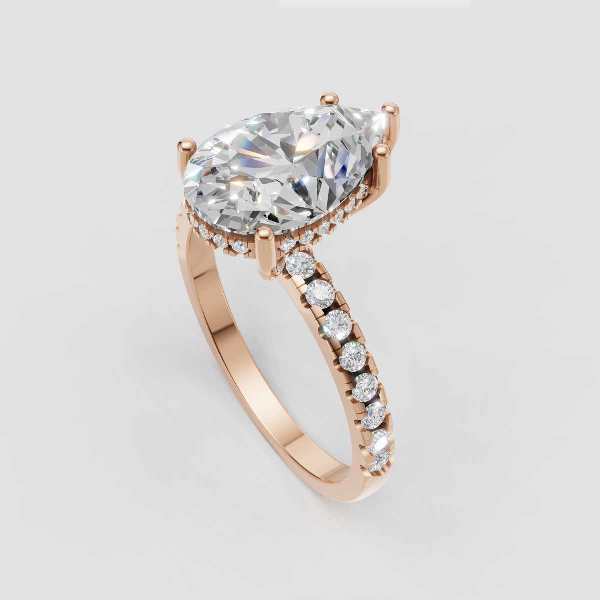 Classic yellow gold pear diamond ring