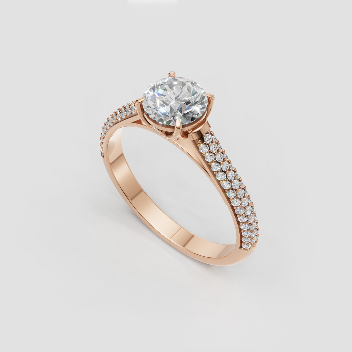 Elegant round Diamond engagement ring with cathedral setting