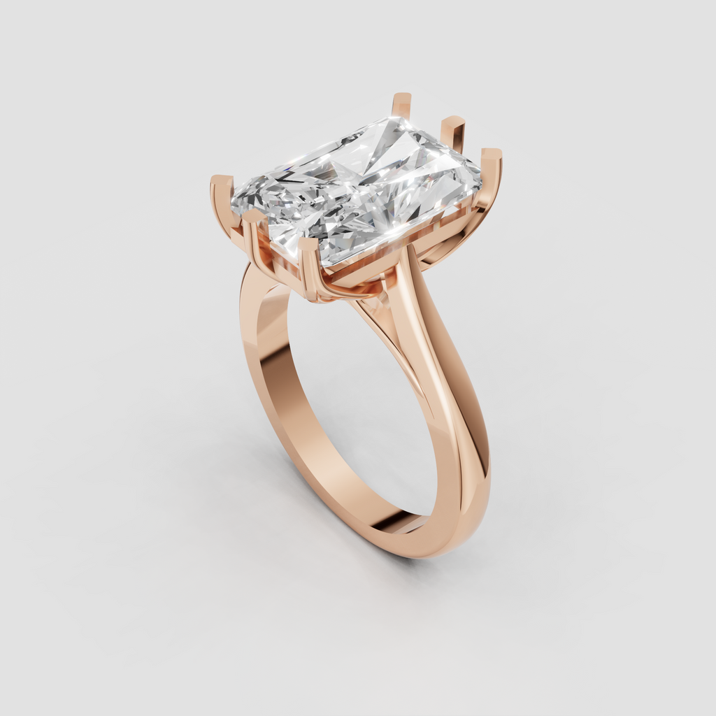 Radiant Cut Lab Grown & Moissanite Diamond Halo Engagement Ring - Image 7