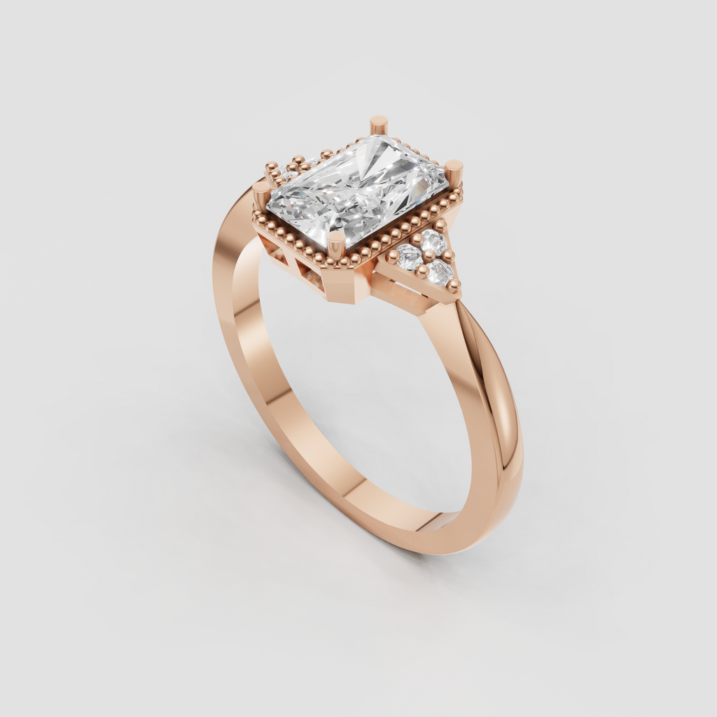 Elegant Radiant cut diamond ring with four-prong setting