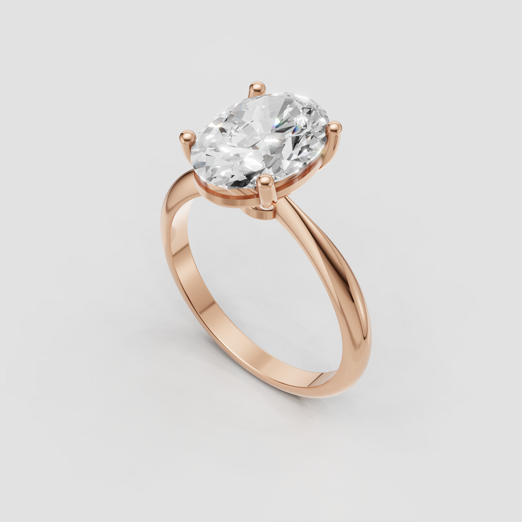 Oval brilliant Diamond engagement ring shown from the front