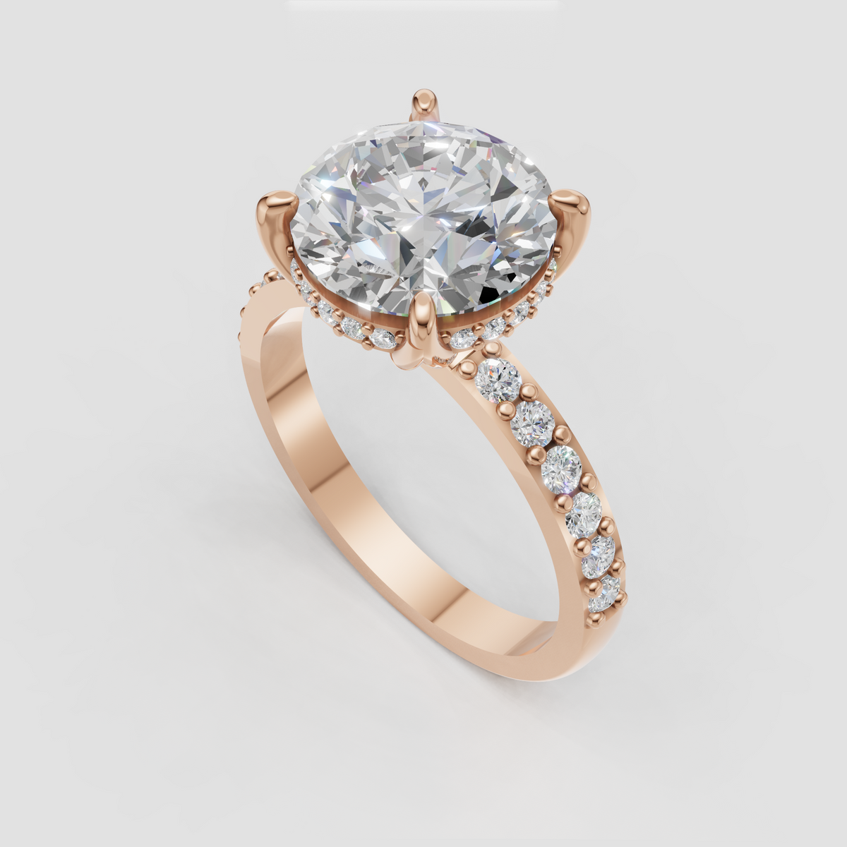 Brilliant round diamond ring with intertwined polished band