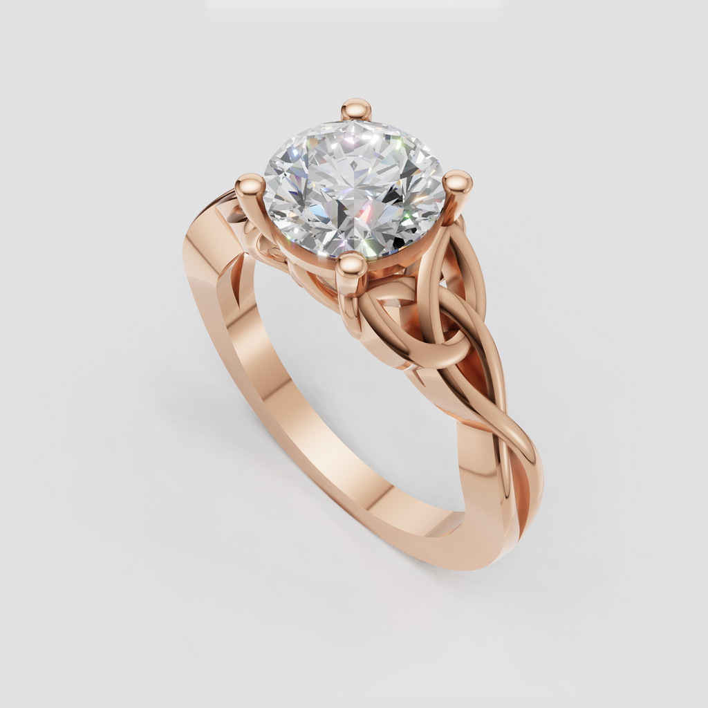 Vintage-inspired gold engagement ring featuring a round center diamond