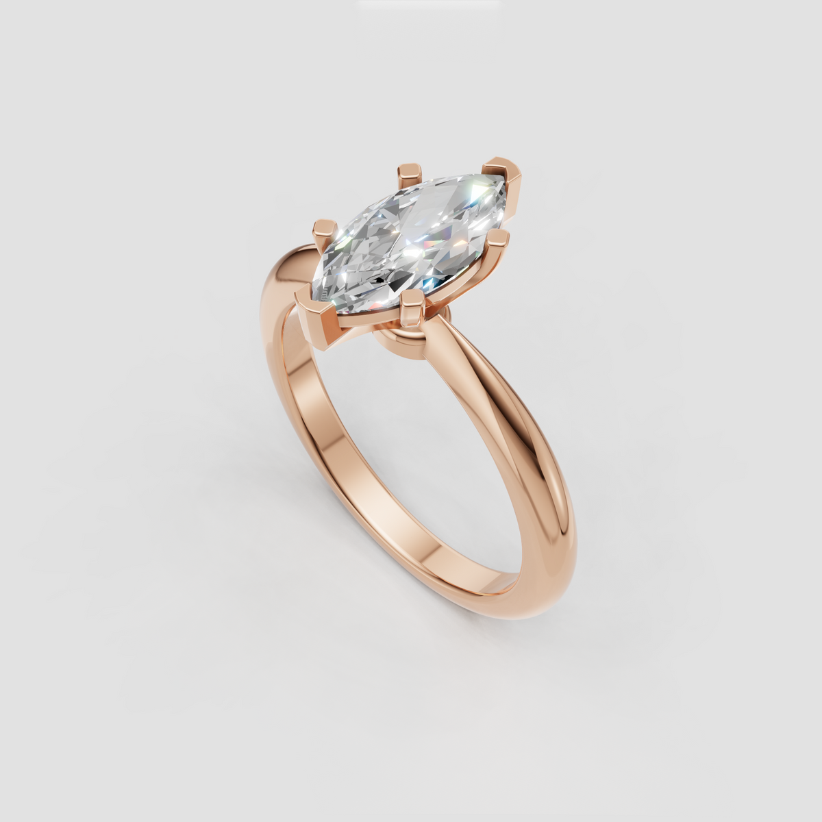 Simple marquise diamond ring with classic solitaire design