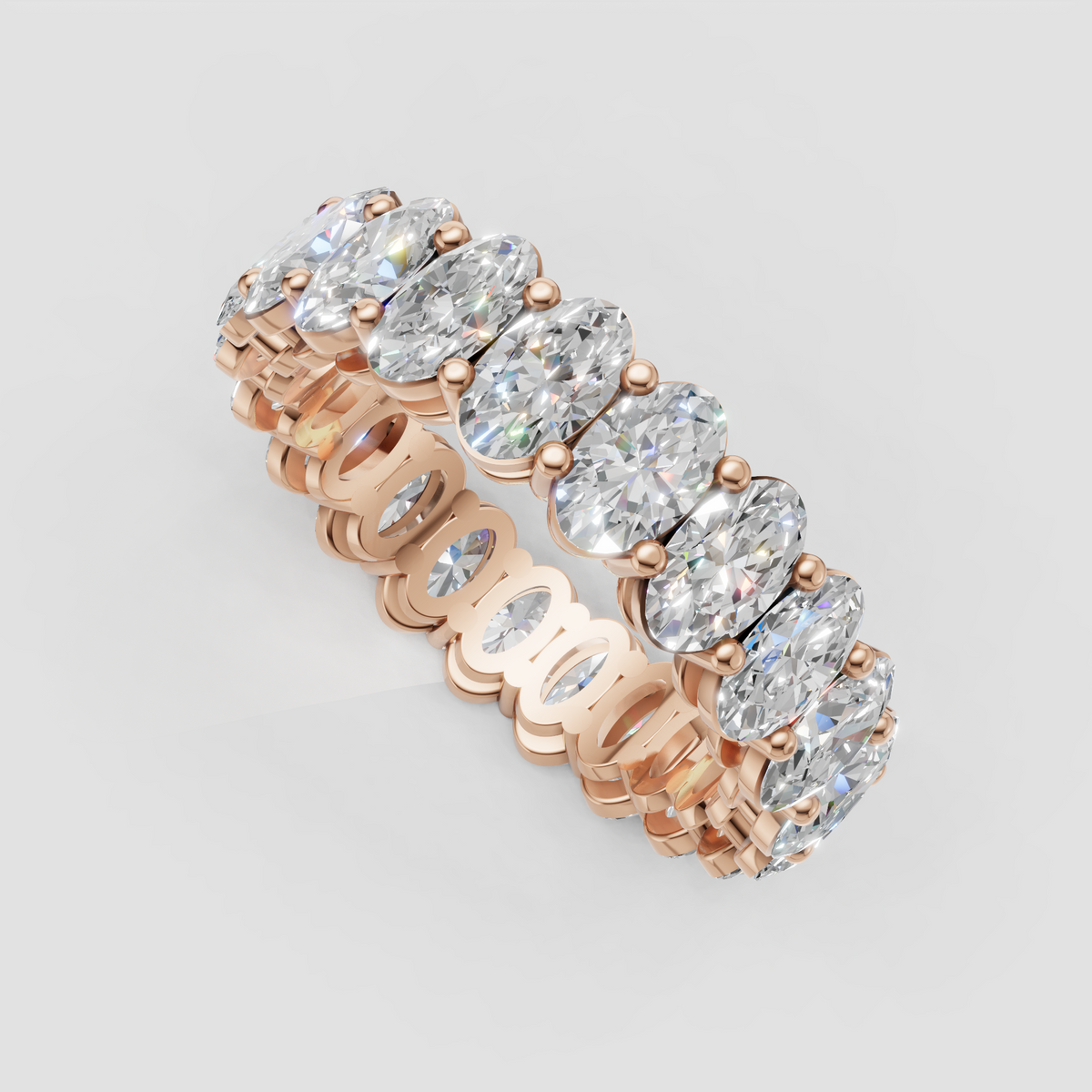 Luxury oval diamond eternity band with continuous sparkle