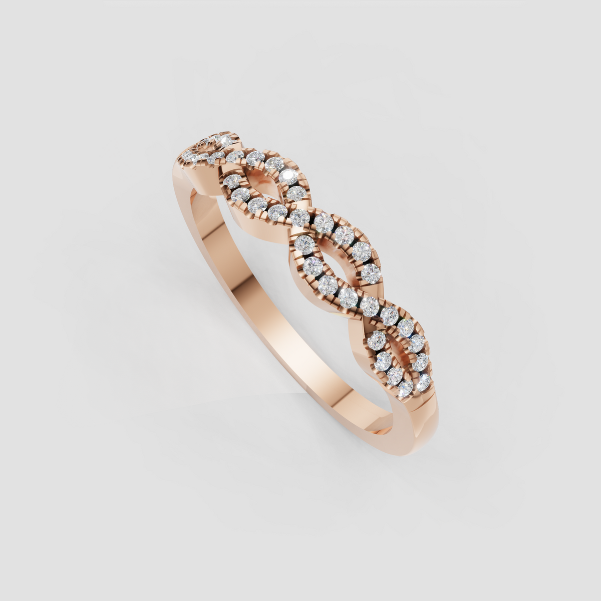  Twist diamond ring with prong-set round stones