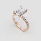 Radiant diamond ring featuring a pavé accent band