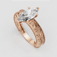 Elegant marquise cut diamond ring with sculpted leaf motifs
