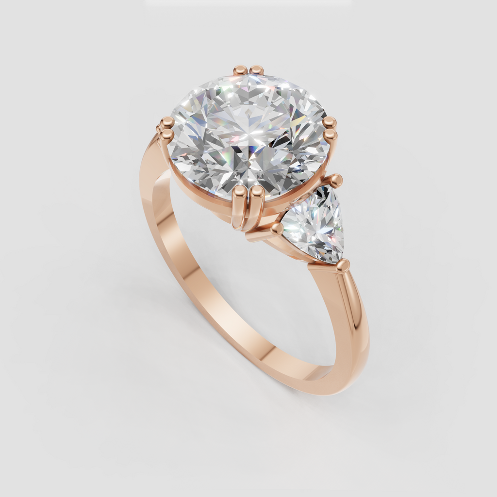 Three-stone diamond engagement ring with polished gold band