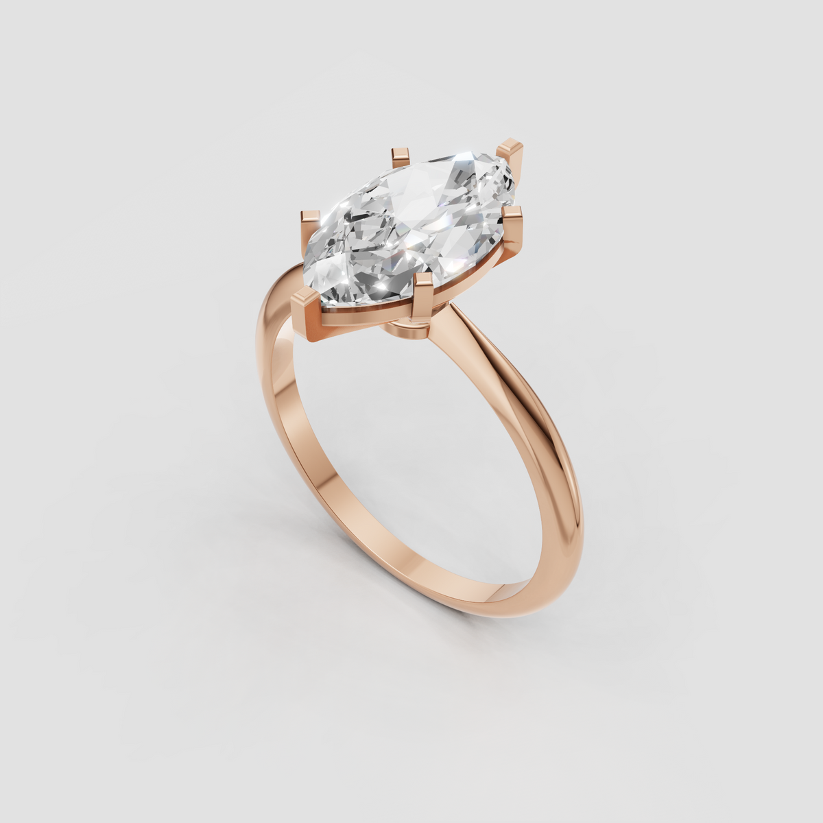 Marquise Cut Lab Grown & Moissanite Diamond Halo Engagement Ring - Image 7