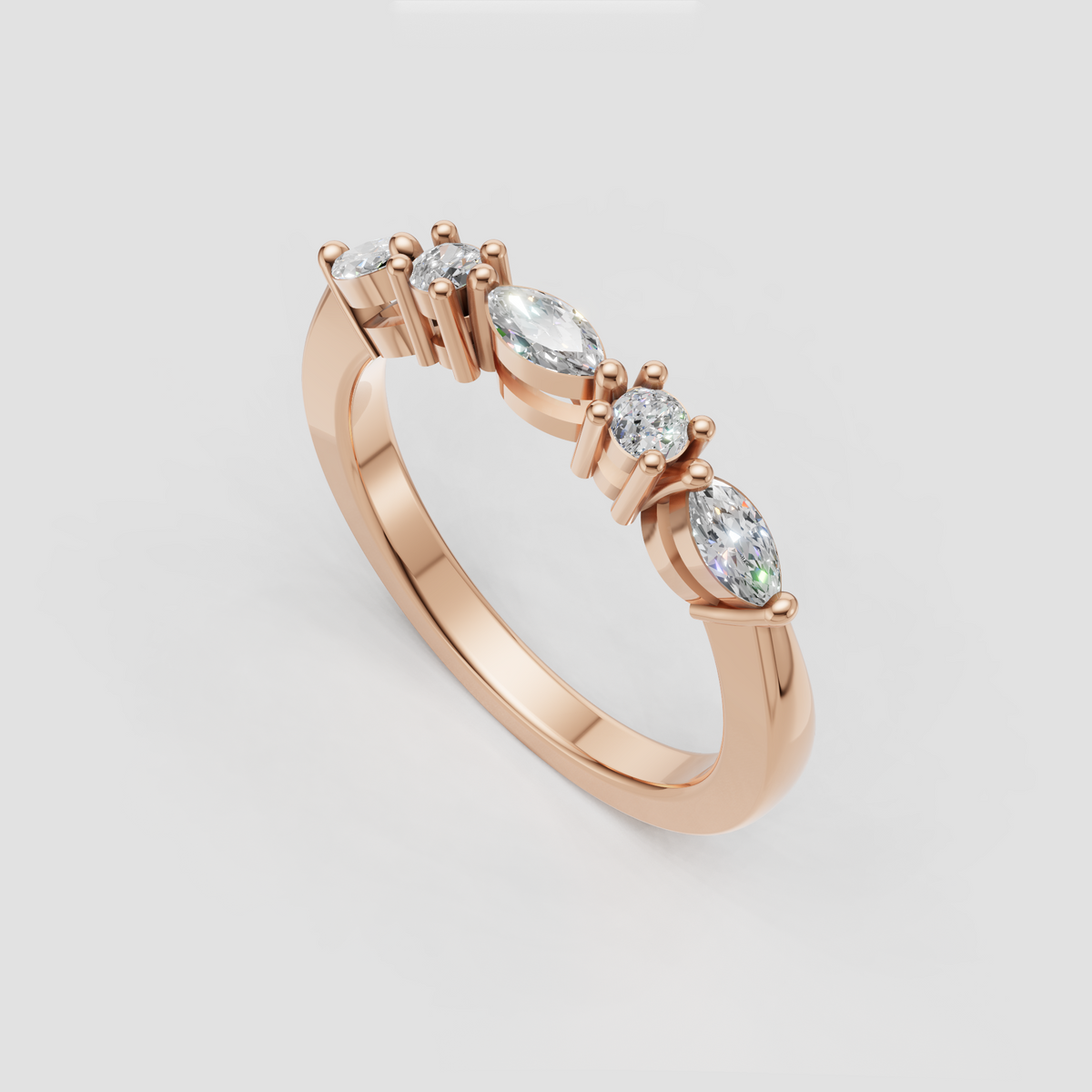 Elegant five-stone engagement ring in yellow gold