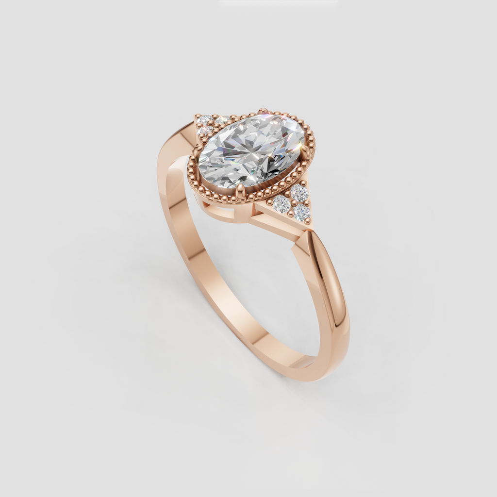 Classic oval diamond ring with round accent stones
