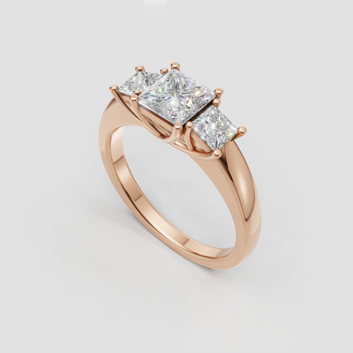 Princess diamond engagement ring shown in rose gold