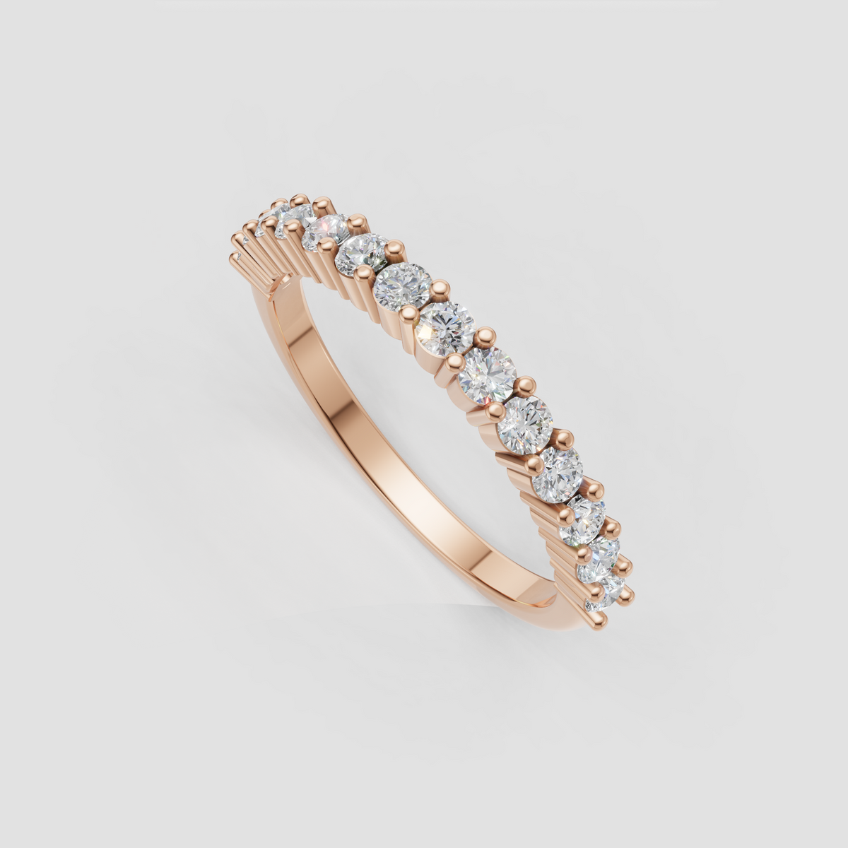 Luxury yellow gold half eternity diamond engagement band