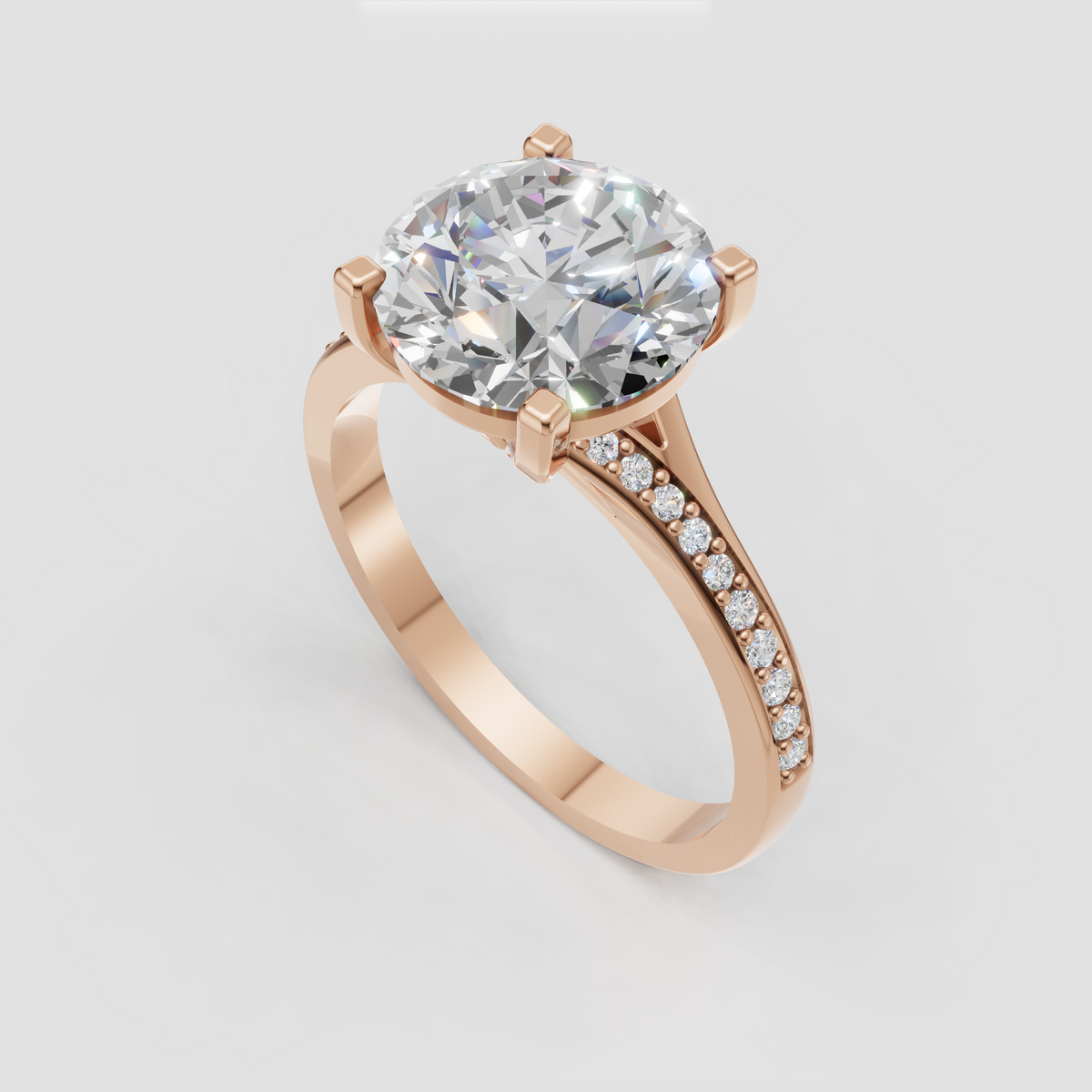 Classic round diamond engagement ring with yellow gold shank