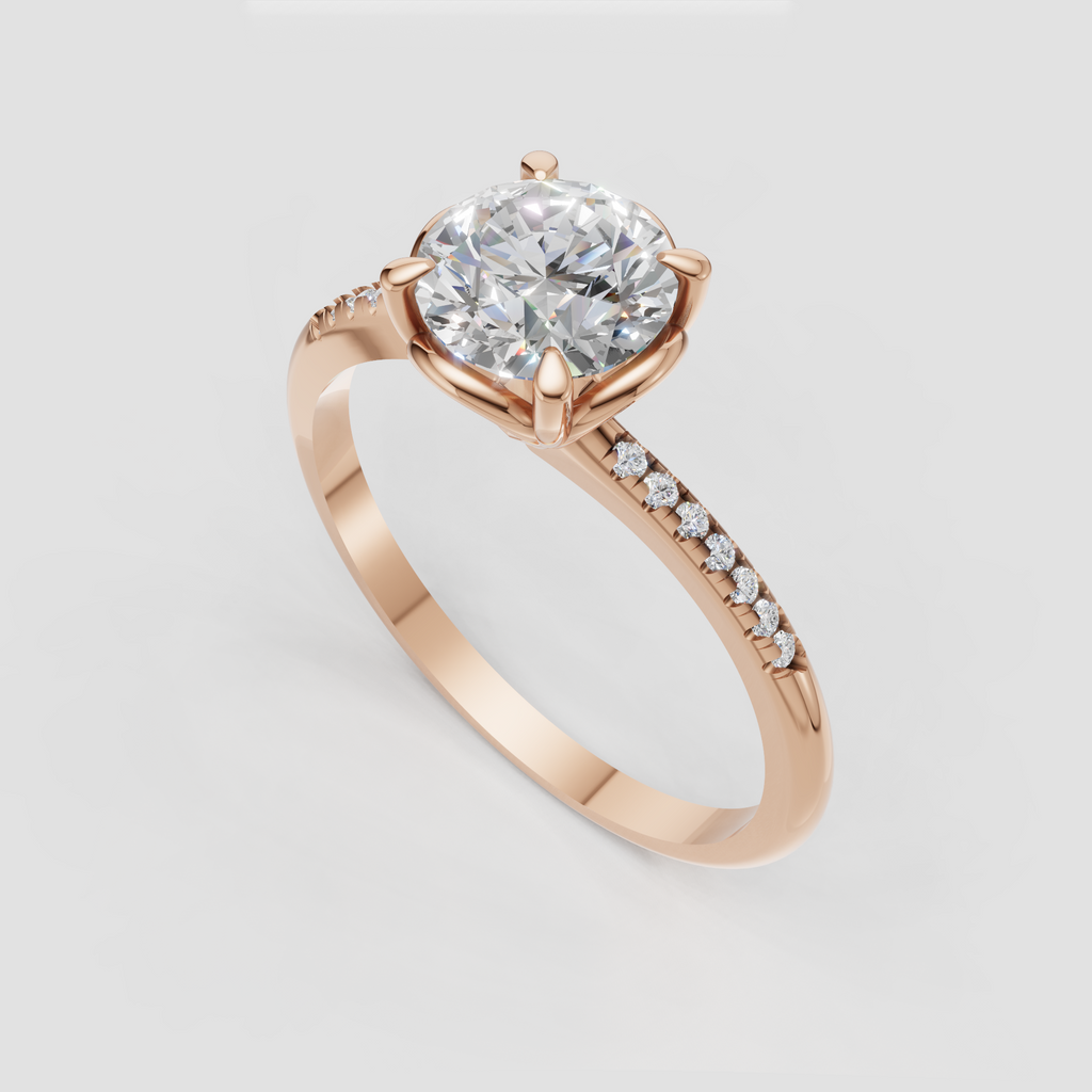 Round brilliant diamond engagement ring side view