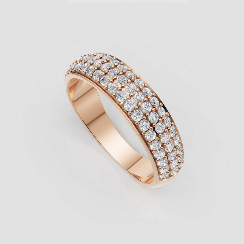 Substantial round diamond band for bridal stacking