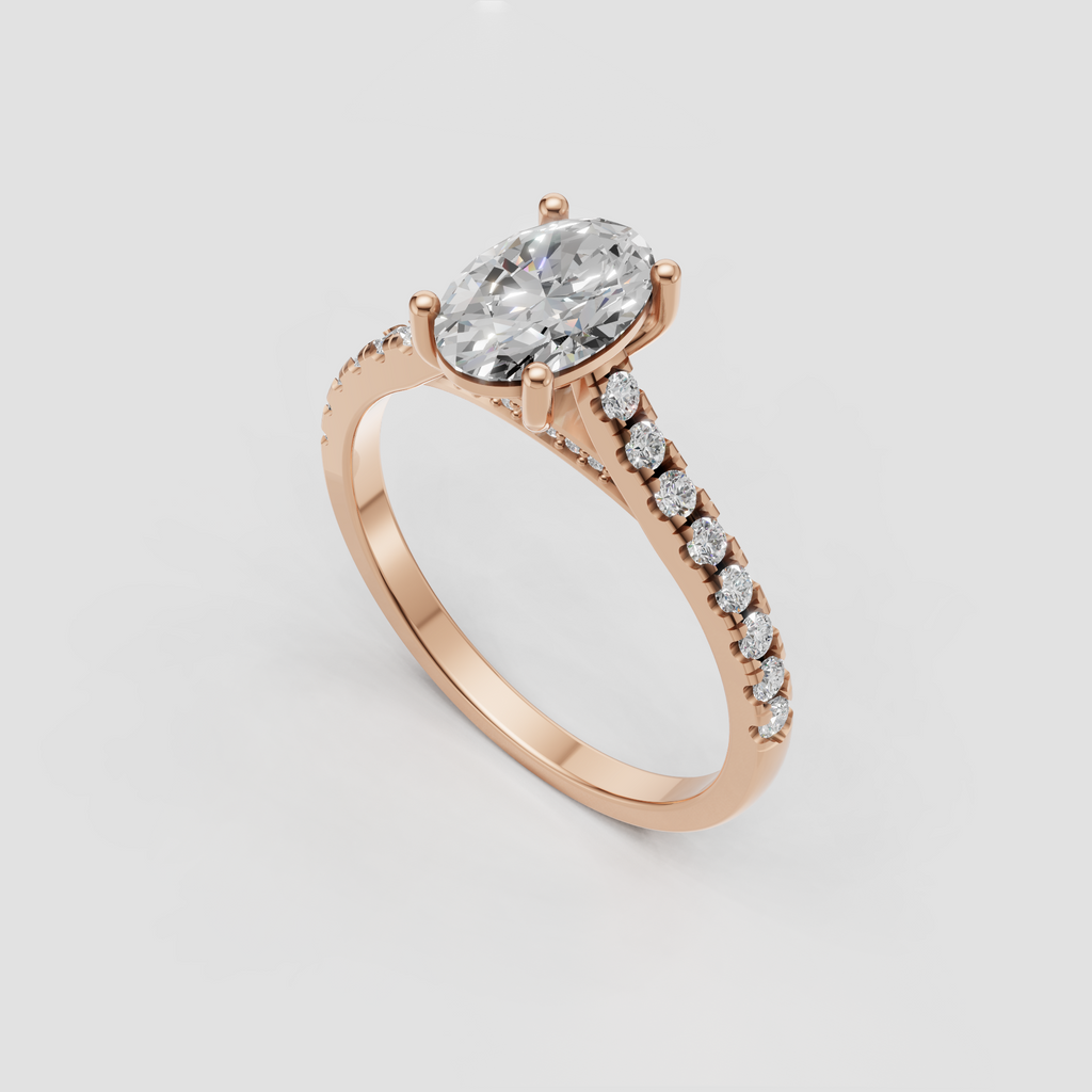 Vintage inspired diamond ring with oval center stone