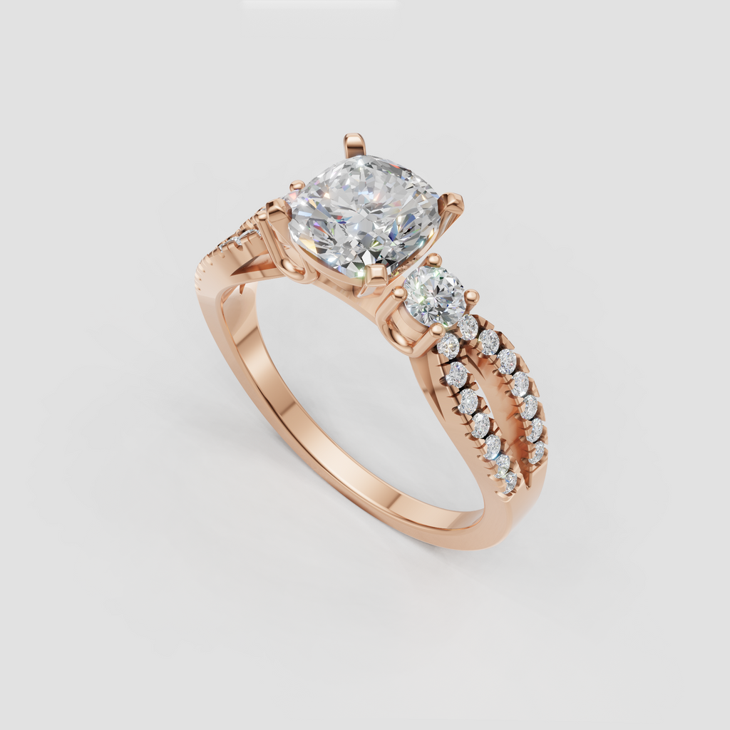 Round diamond engagement ring with yellow gold setting