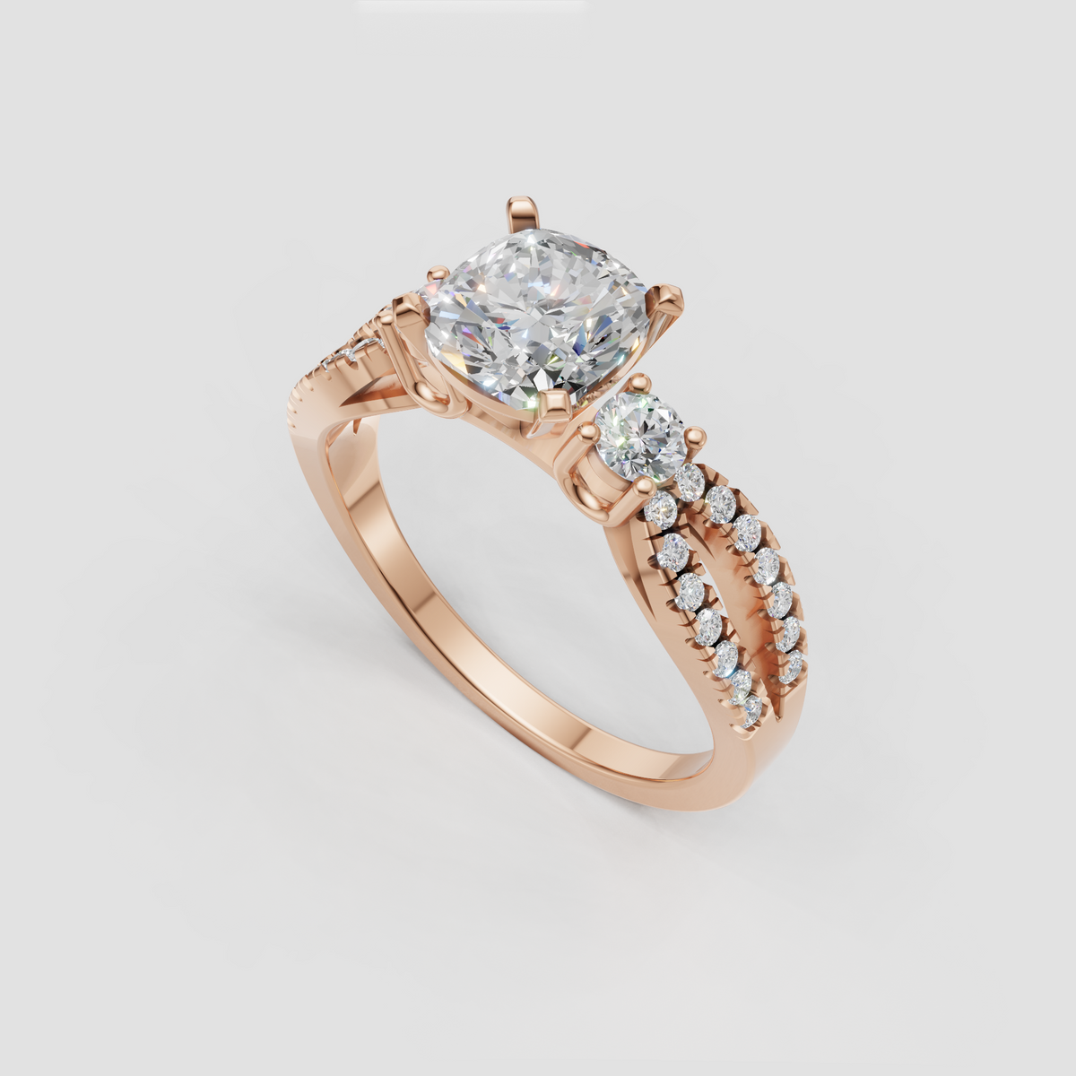 Round diamond engagement ring with yellow gold setting