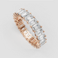 Emerald cut diamond wedding band with full circumference stones