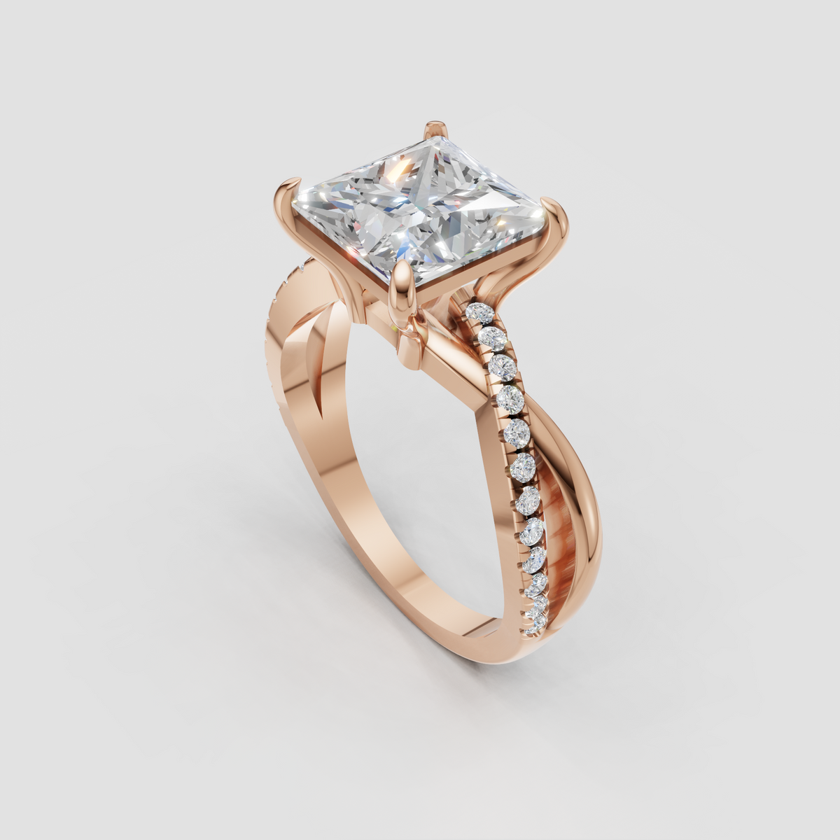 Elegant yellow gold diamond engagement ring with split-shank design