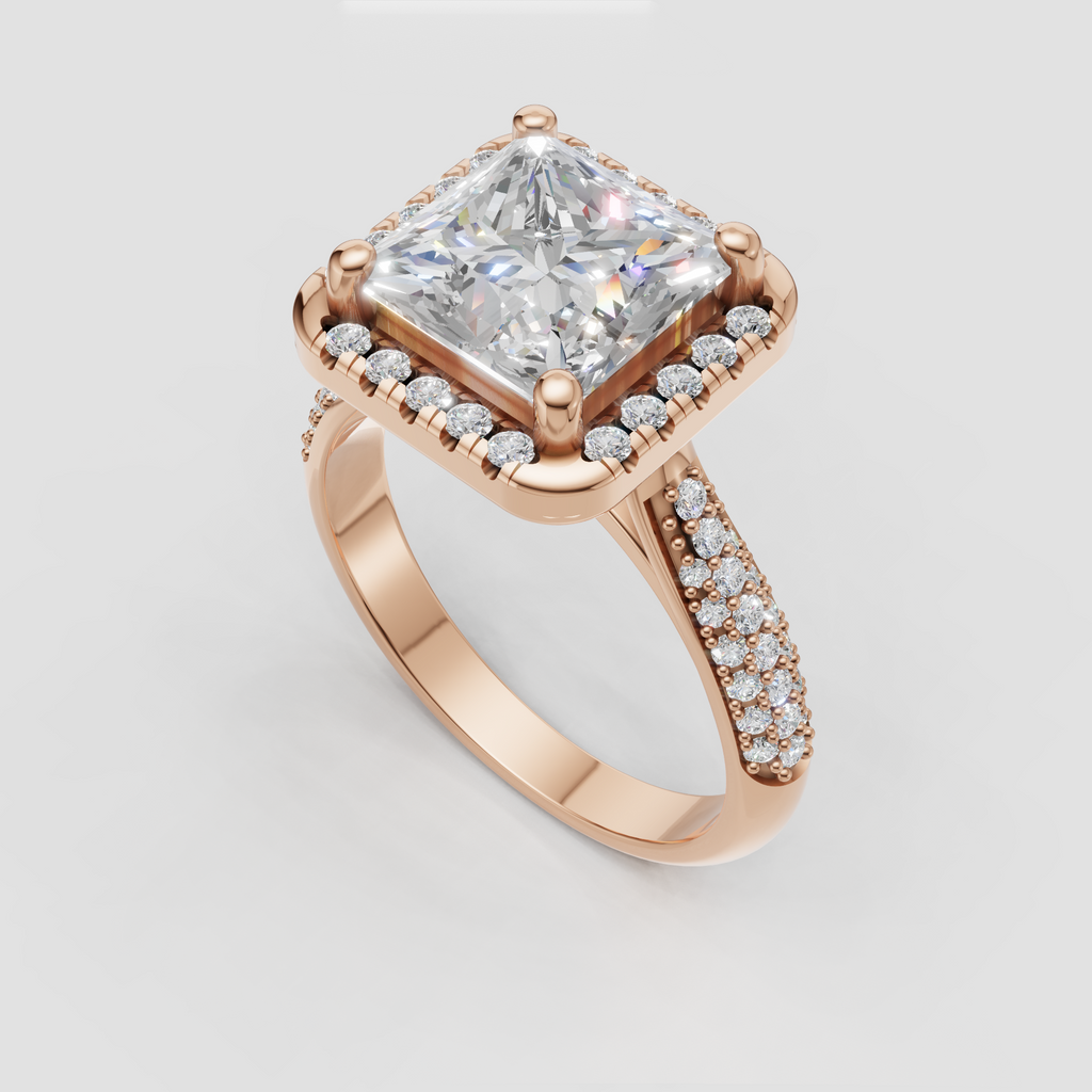 Four-Prong Princess Cut Diamond Halo Ring