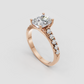 Cushion cut diamond ring with elevated cathedral-style setting
