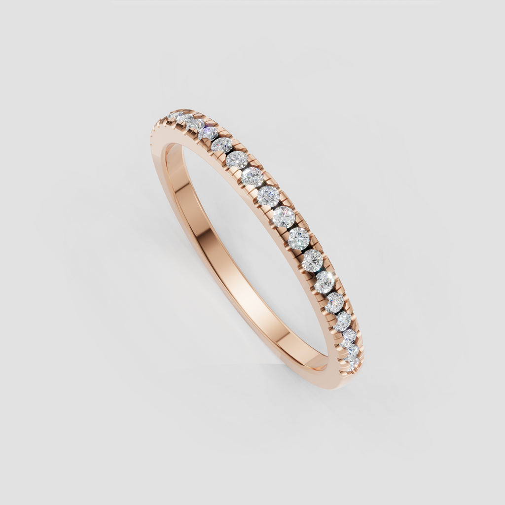 Round diamond anniversary band with sleek bar-set design