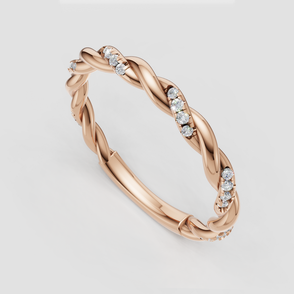 Twisted round diamond stacking band