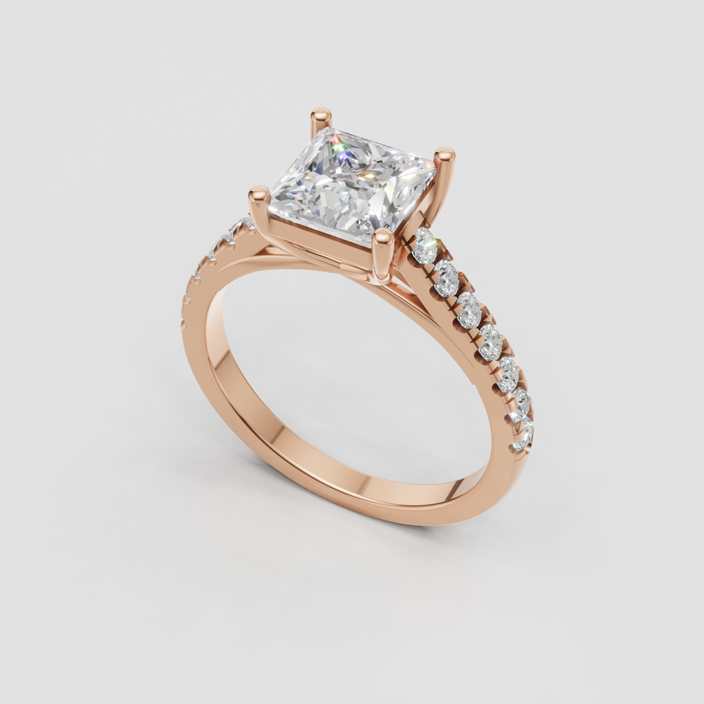 Princess cut diamond engagement ring side profile