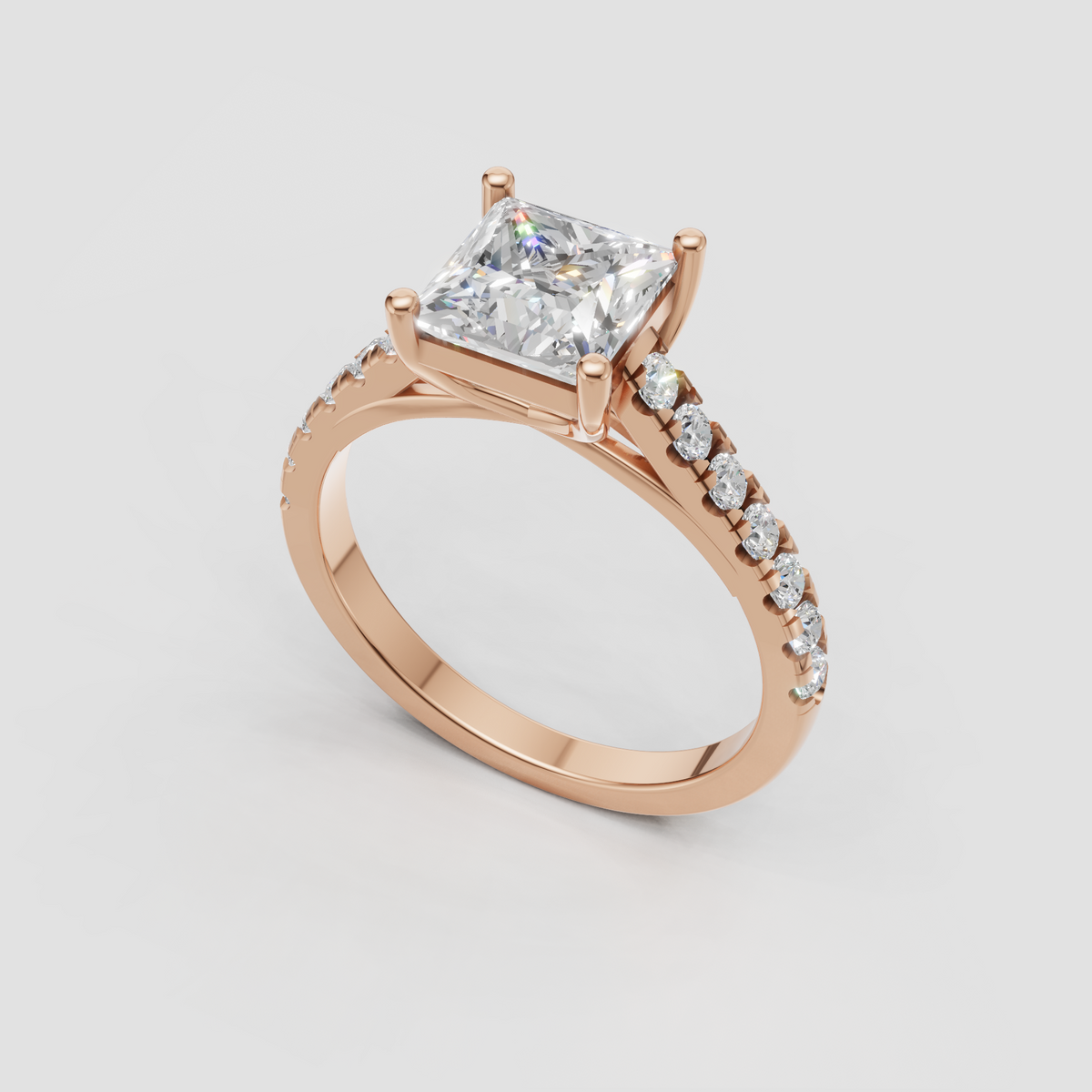 Princess cut diamond engagement ring side profile
