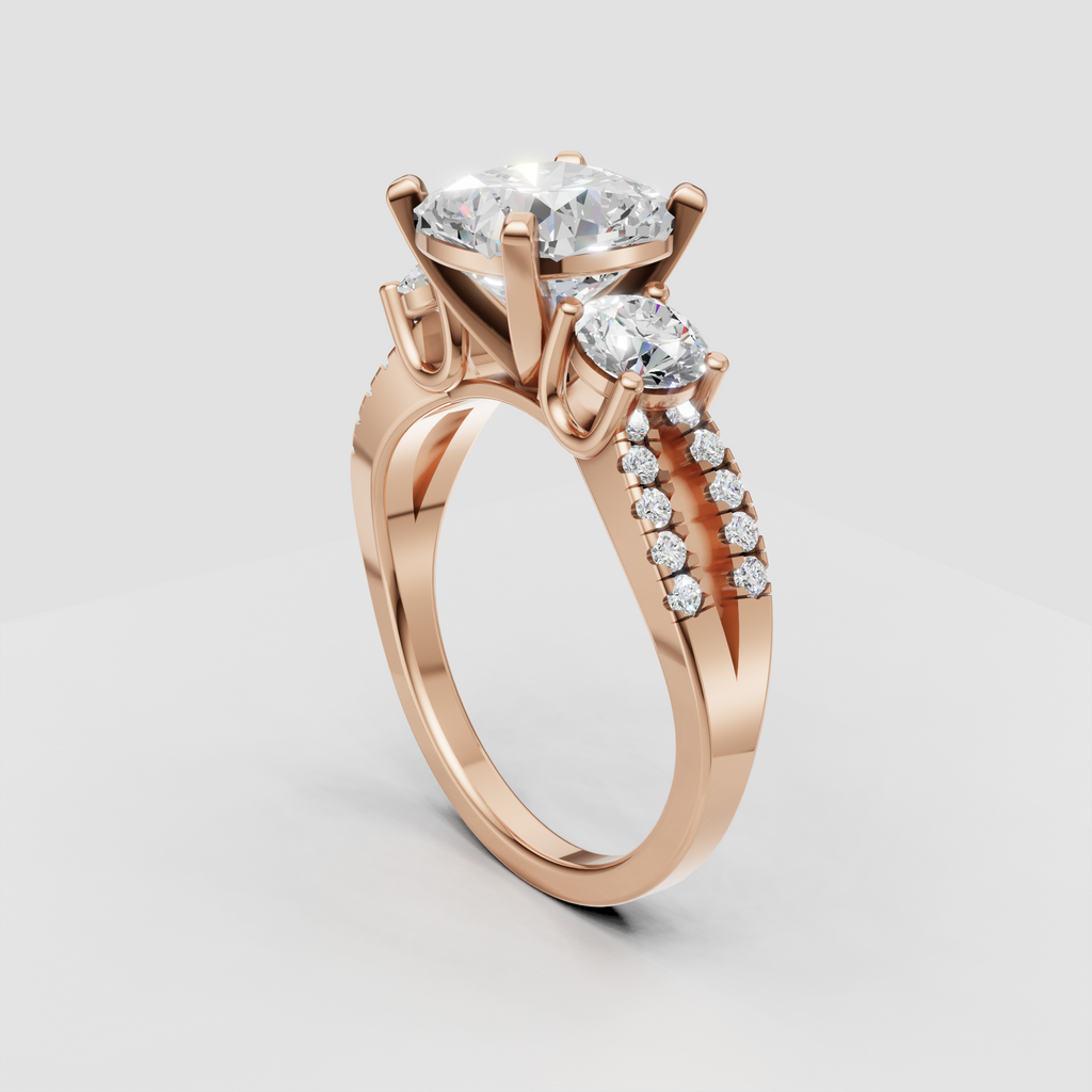 Oval diamond bridal ring with prong set side stones