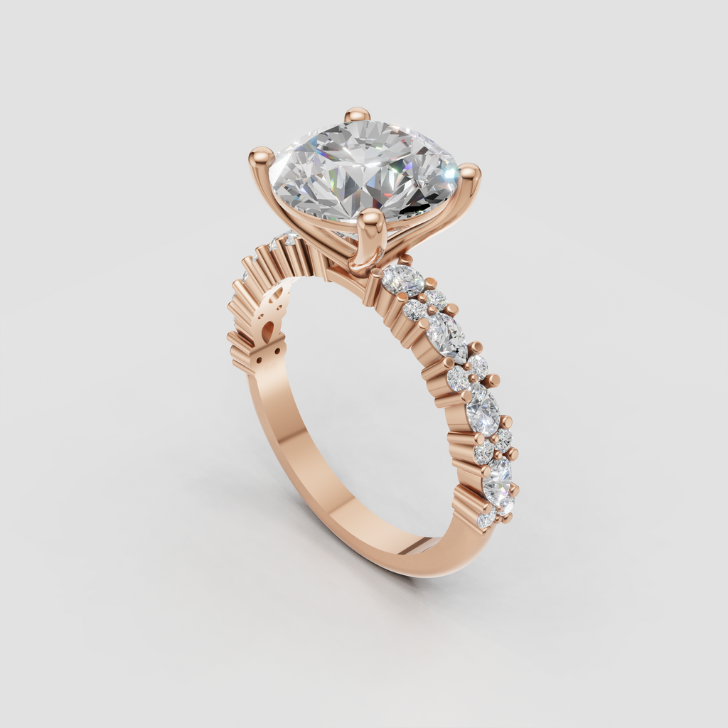 Emerald Cut Lab Grown & Moissanite Diamond Halo Engagement Ring - Image 7