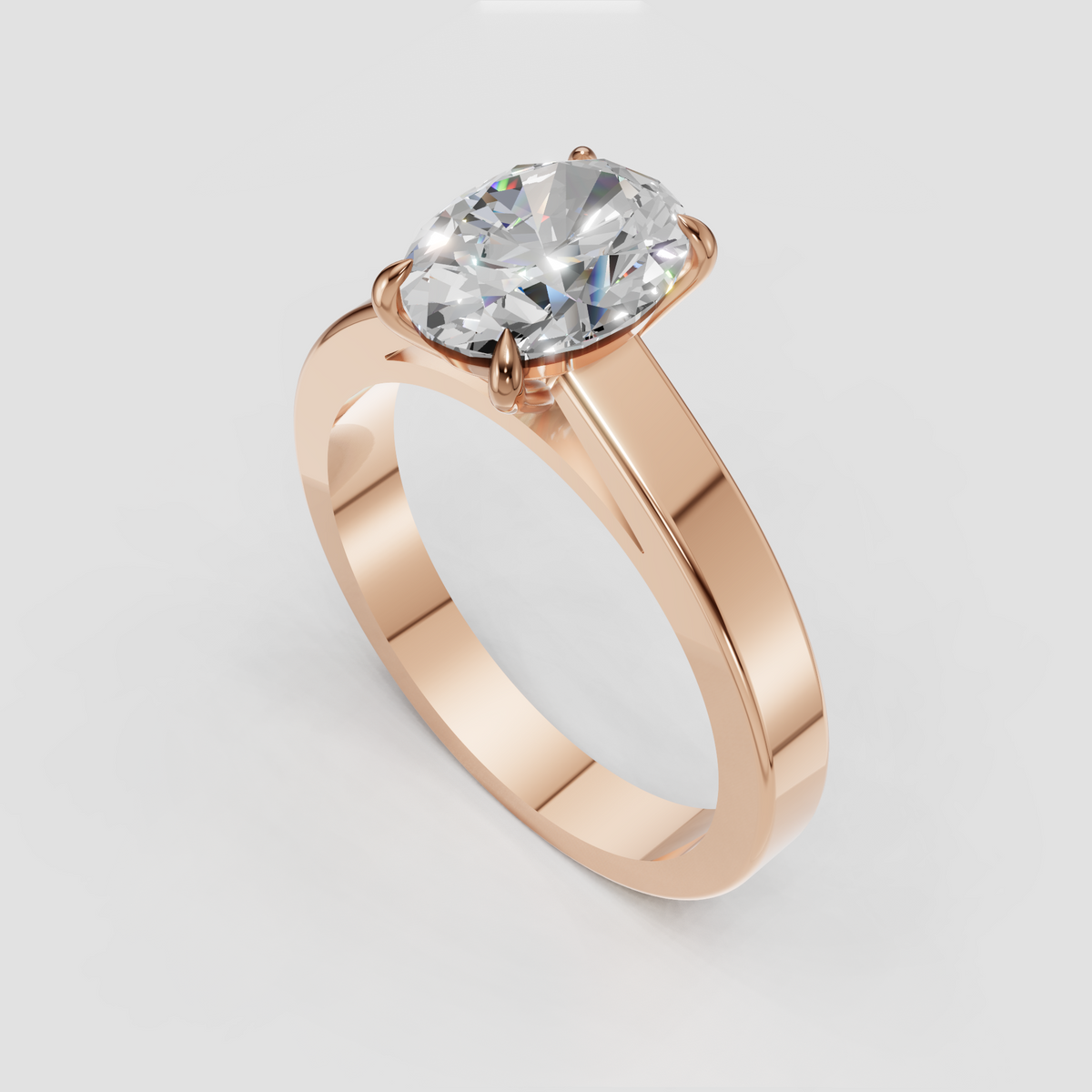 Oval cut solitaire ring with elevated diamond setting