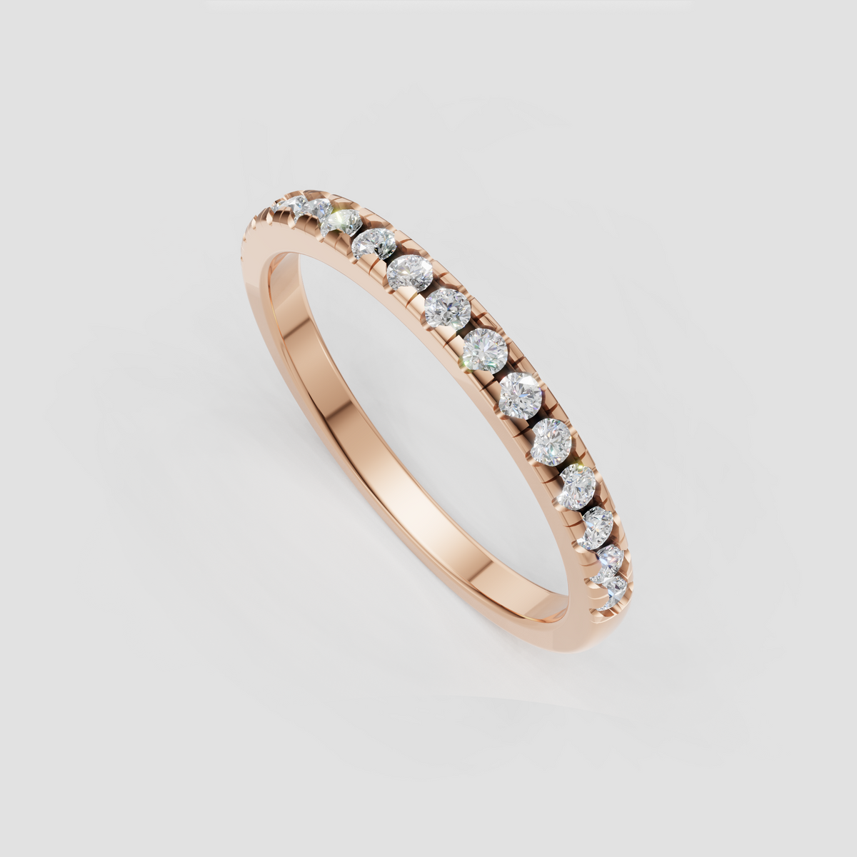 Minimalist round diamond eternity wedding band