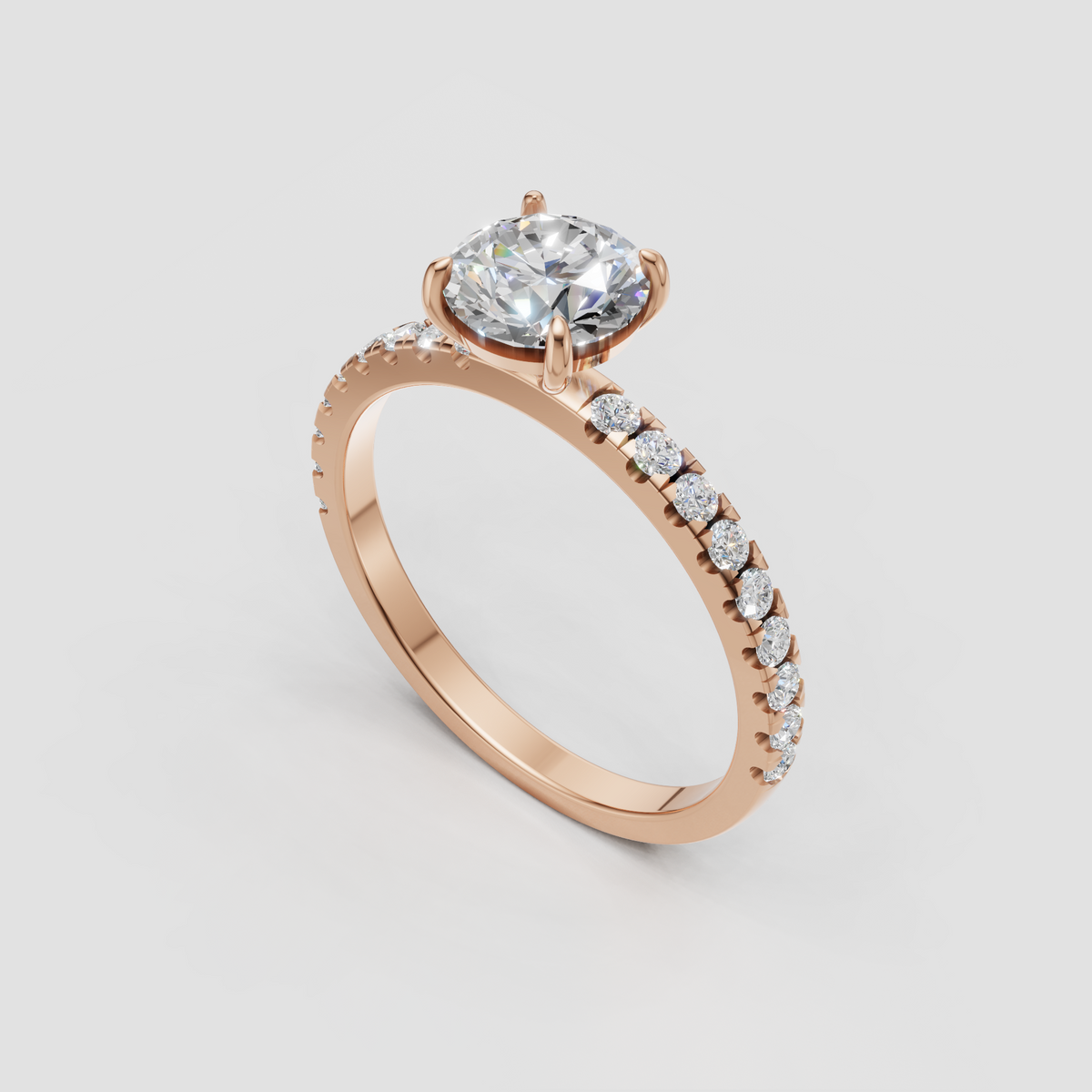 Luxury round cut diamond engagement ring in polished yellow gold