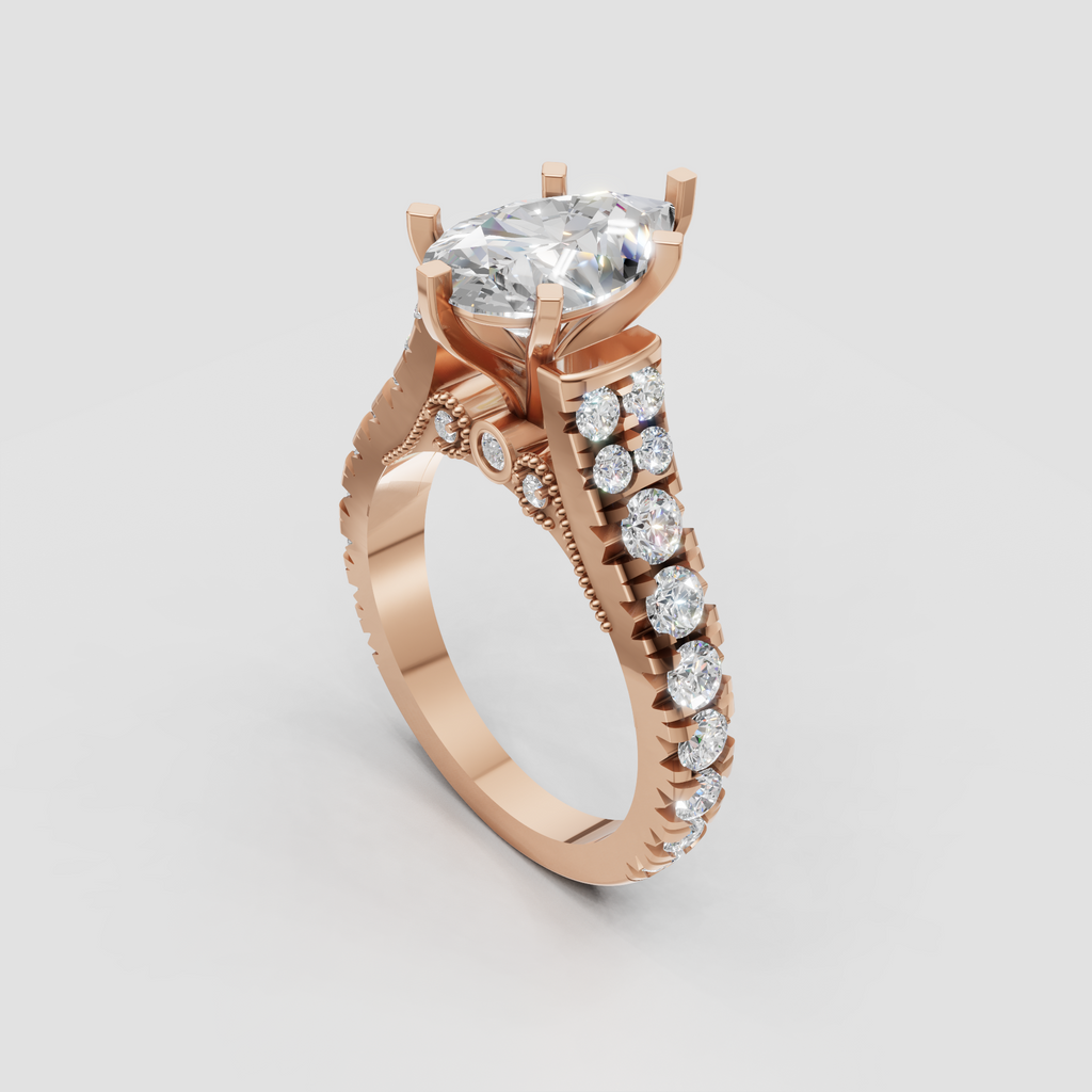 Vintage inspired pear diamond solitaire engagement ring