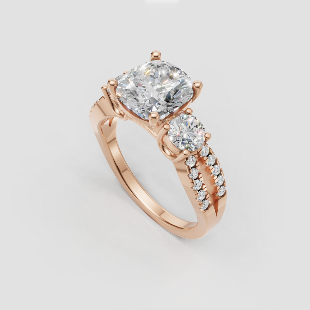 Classic yellow gold cushion diamond engagement ring