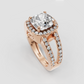 Cushion cut bridal ring with diamond halo