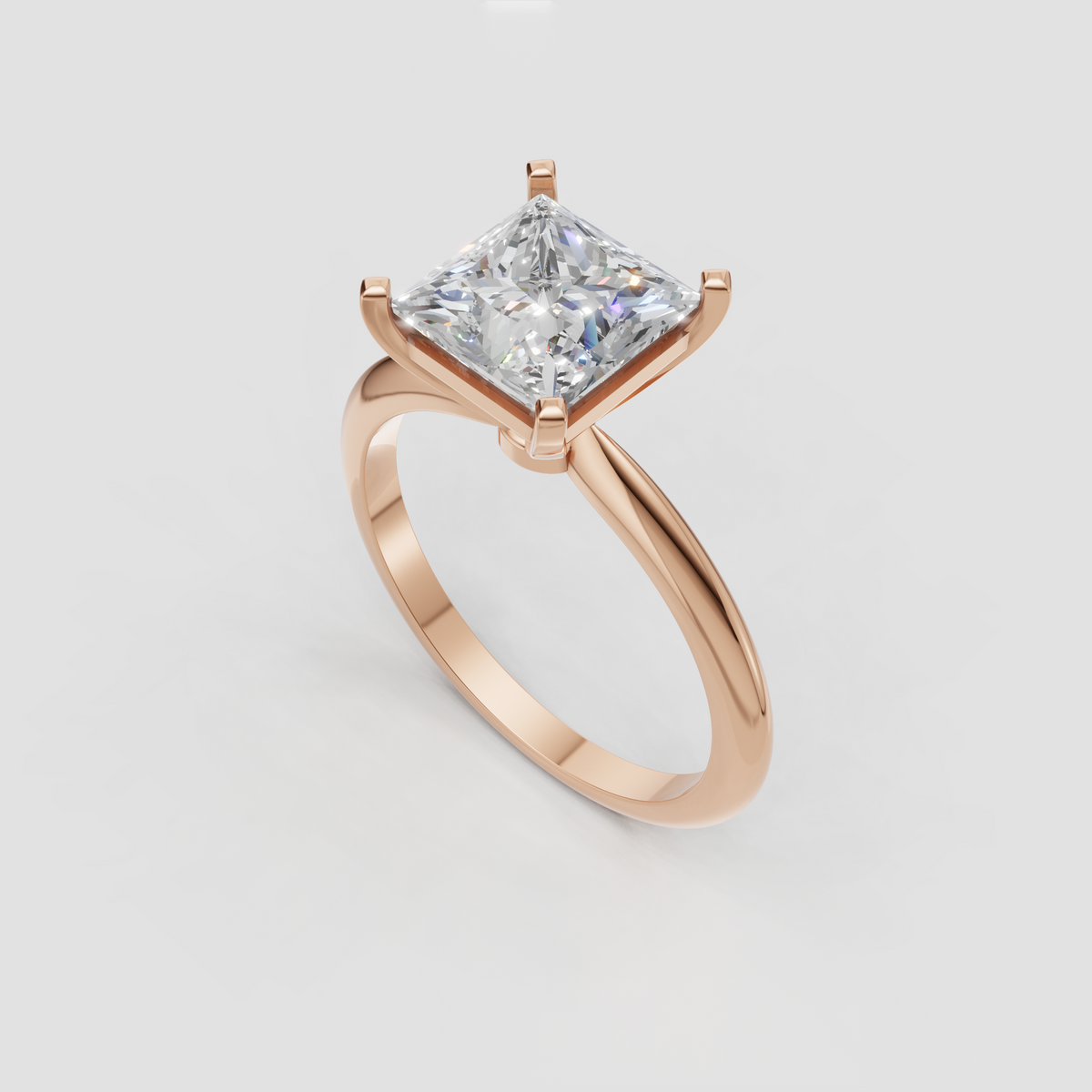 Minimalist princess cut diamond engagement ring with polished shank