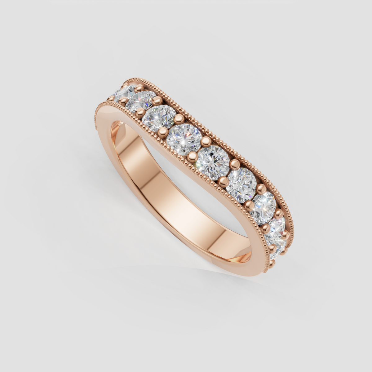 Round Cut Diamond Milgrain Eternity Band Ring