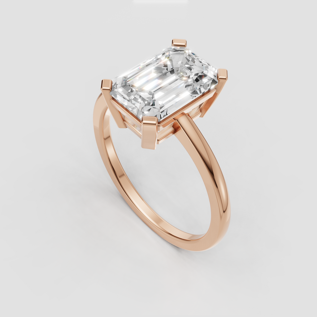 Emerald cut moissanite engagement ring