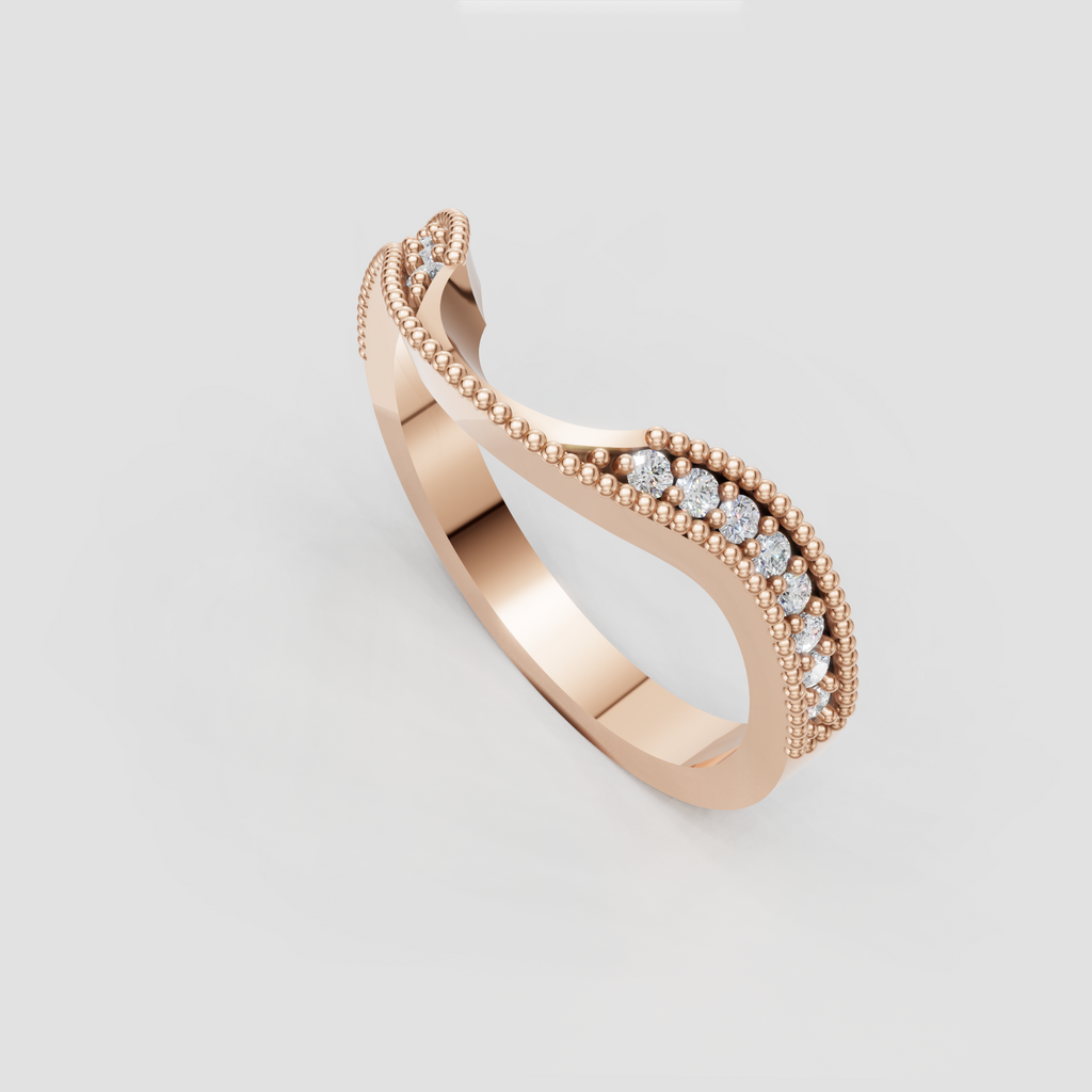 Yellow gold round cut diamond ring with vintage-inspired details